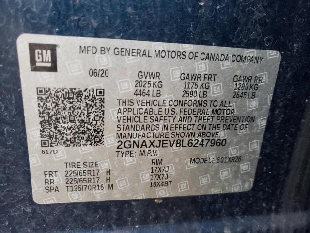 Photo 10 from auction – 2020 CHEVROLET EQUINOX LT with VIN 2GNAXJEV8L6247960