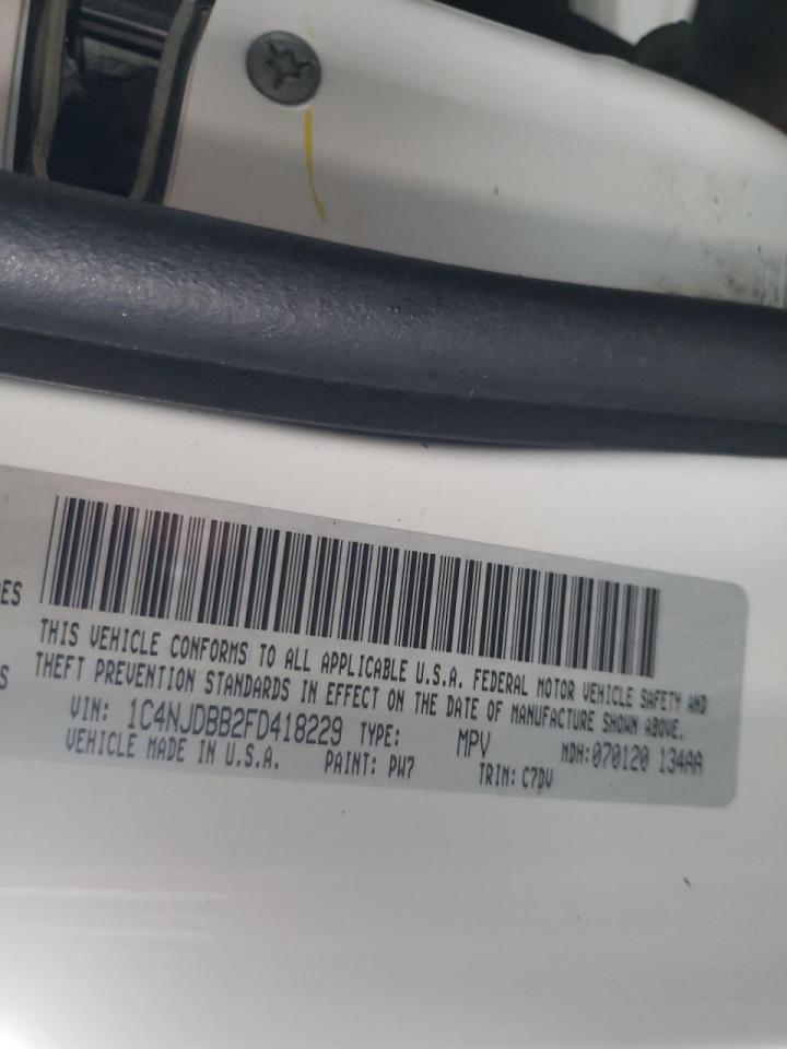 Photo 10 from auction – 2015 JEEP COMPASS SP with VIN 1C4NJDBB2FD418229
