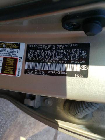 Photo 10 from auction – 2011 TOYOTA CAMRY BASE with VIN 4T1BF3EK5BU700316