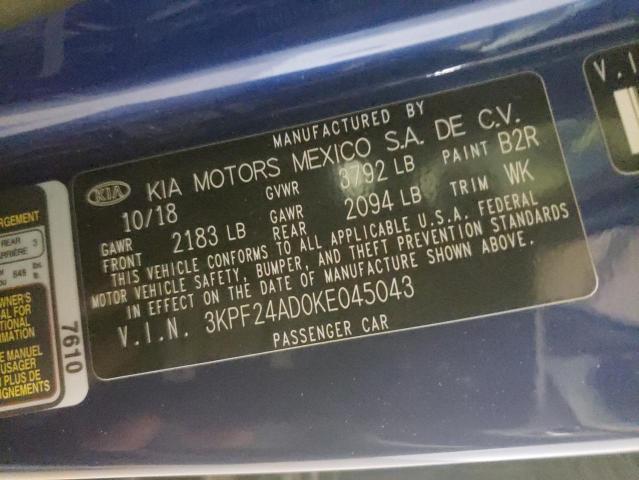 Photo 10 from auction – 2019 KIA FORTE FE with VIN 3KPF24AD0KE045043