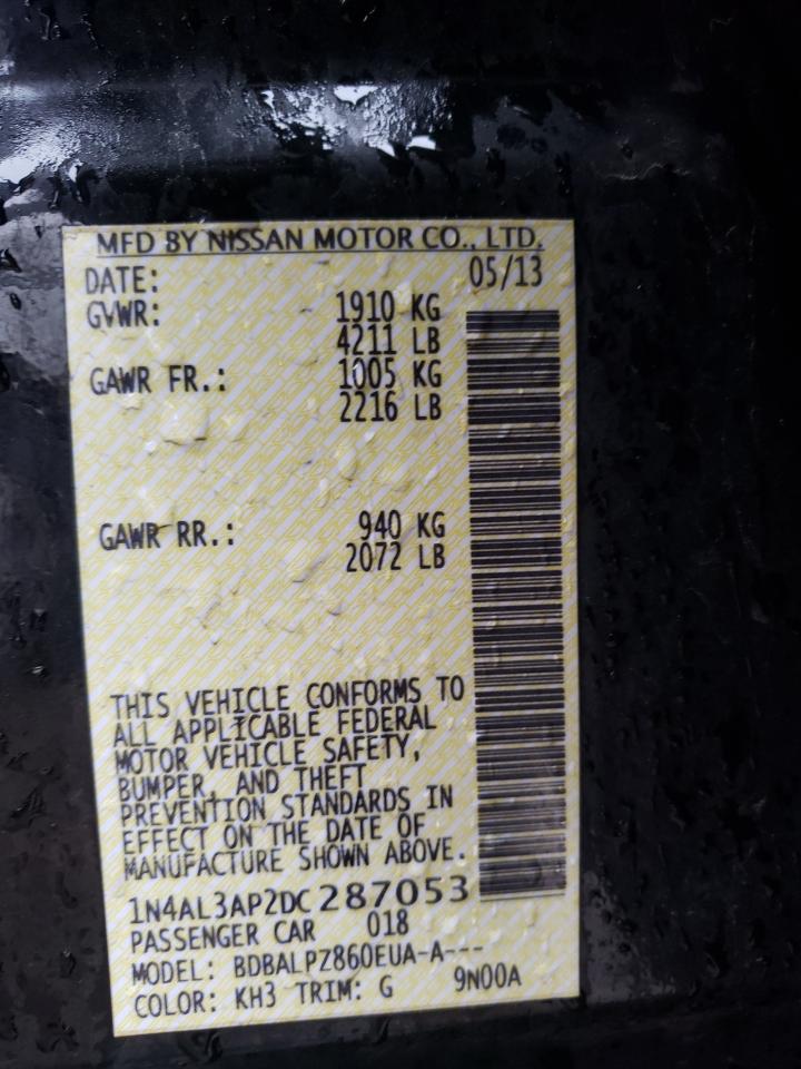 Photo 10 from auction – 2013 NISSAN ALTIMA 2.5 with VIN 1N4AL3AP2DC287053