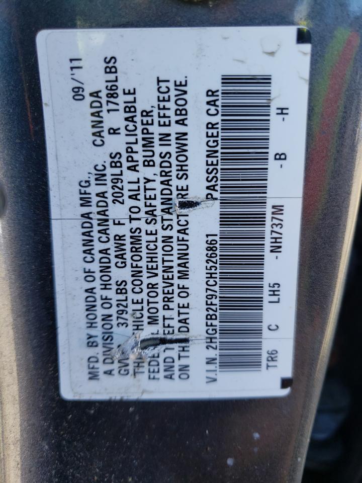 Zdjęcie 10 z aukcji – 2012 HONDA CIVIC EXL z VIN 2HGFB2F97CH526861
