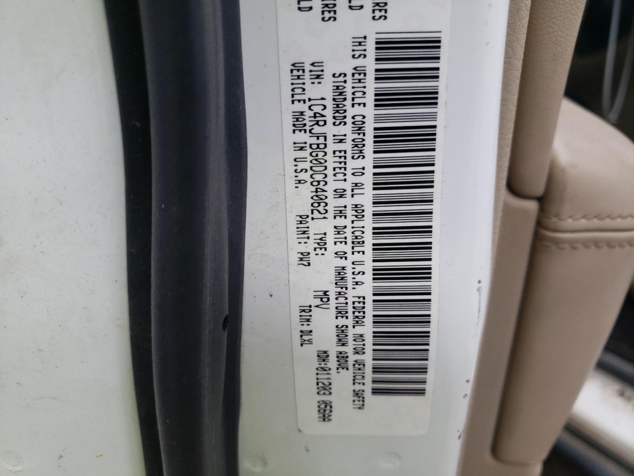 Photo 10 from auction – 2013 JEEP GRAND CHER with VIN 1C4RJFBG0DC640621