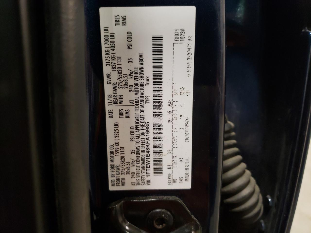 Zdjęcie 10 z aukcji – 2019 FORD F150 SUPER z VIN 1FTEW1E48KFA16985