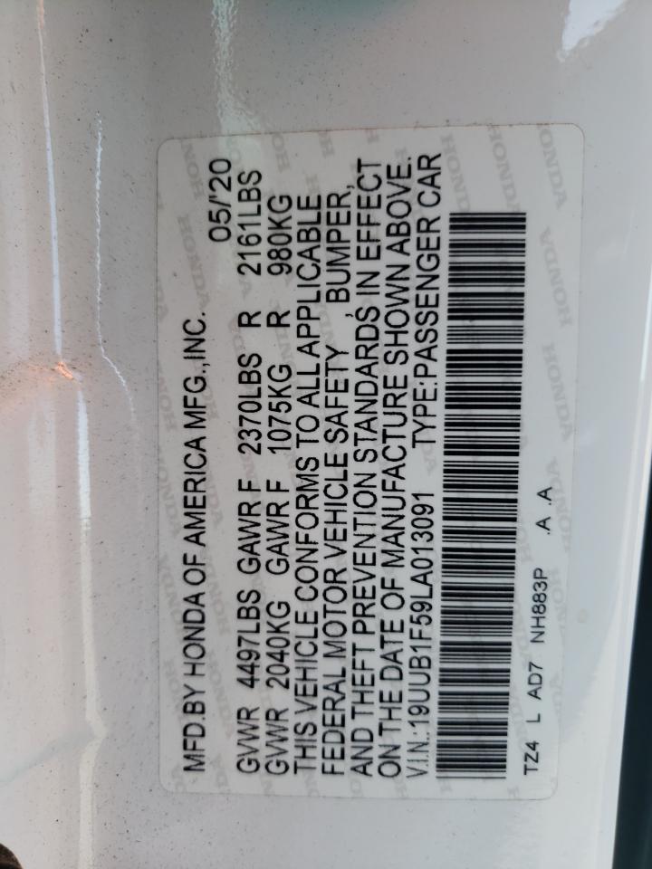 Photo 10 from auction – 2020 ACURA TLX TECHNO with VIN 19UUB1F59LA013091