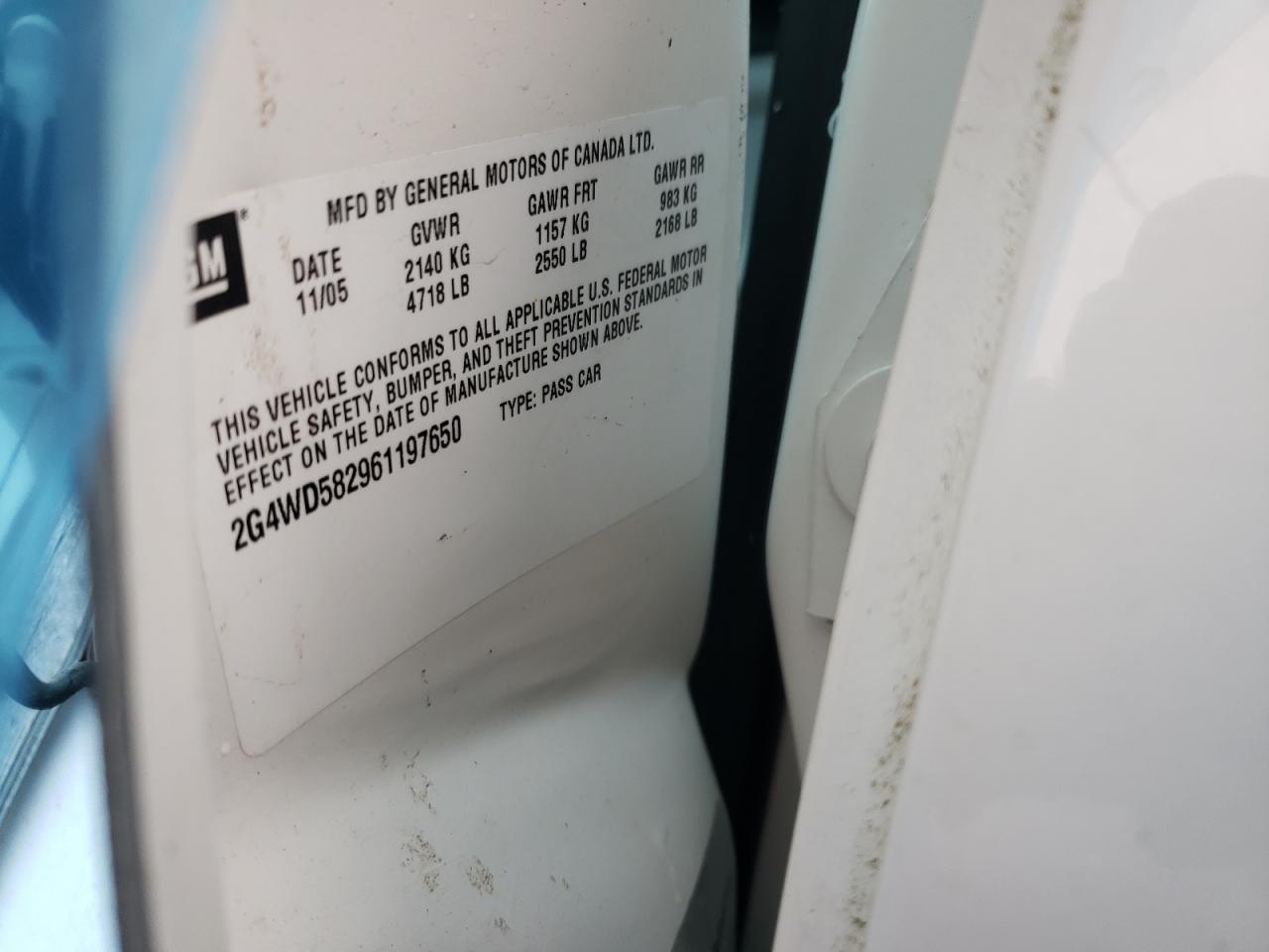 Photo 10 from auction – 2006 BUICK LACROSSE C with VIN 2G4WD582961197650