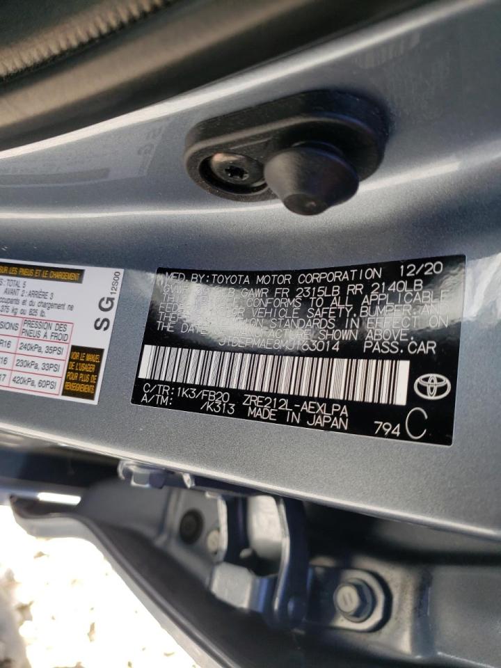 Photo 10 from auction – 2021 TOYOTA COROLLA LE with VIN JTDEPMAE8MJ163014
