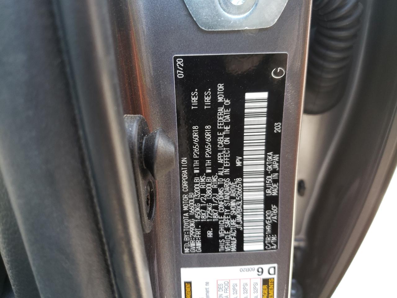 Photo 10 from auction – 2020 LEXUS GX 460 PRE with VIN JTJAM7BX3L5266578