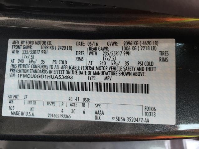 Photo 10 from auction – 2017 FORD ESCAPE SE with VIN 1FMCU0GD1HUA53493