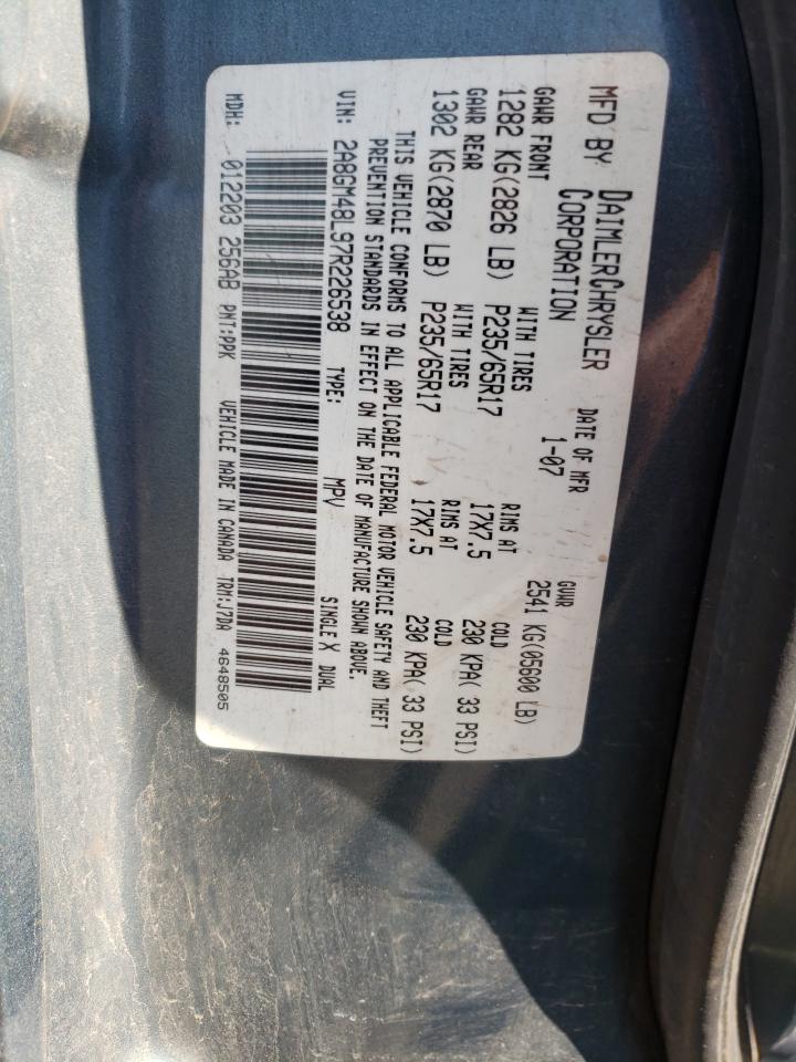 Photo 10 from auction – 2007 CHRYSLER PACIFICA with VIN 2A8GM48L97R226538