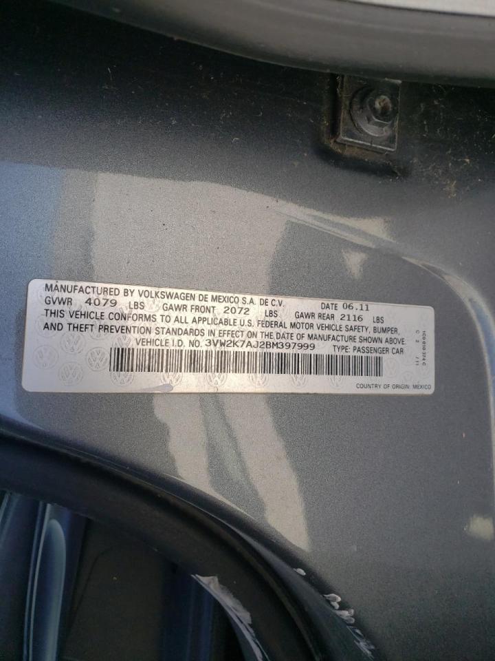 Photo 10 from auction – 2011 VOLKSWAGEN JETTA BASE with VIN 3VW2K7AJ2BM397999