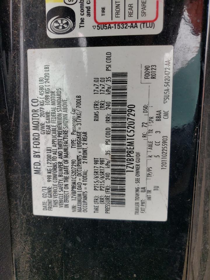 Photo 10 from auction – 2012 FORD MUSTANG with VIN 1ZVBP8EM1C5207290