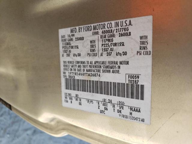 Photo 10 from auction – 2000 FORD RANGER SUP with VIN 1FTYR14V4YTA26874