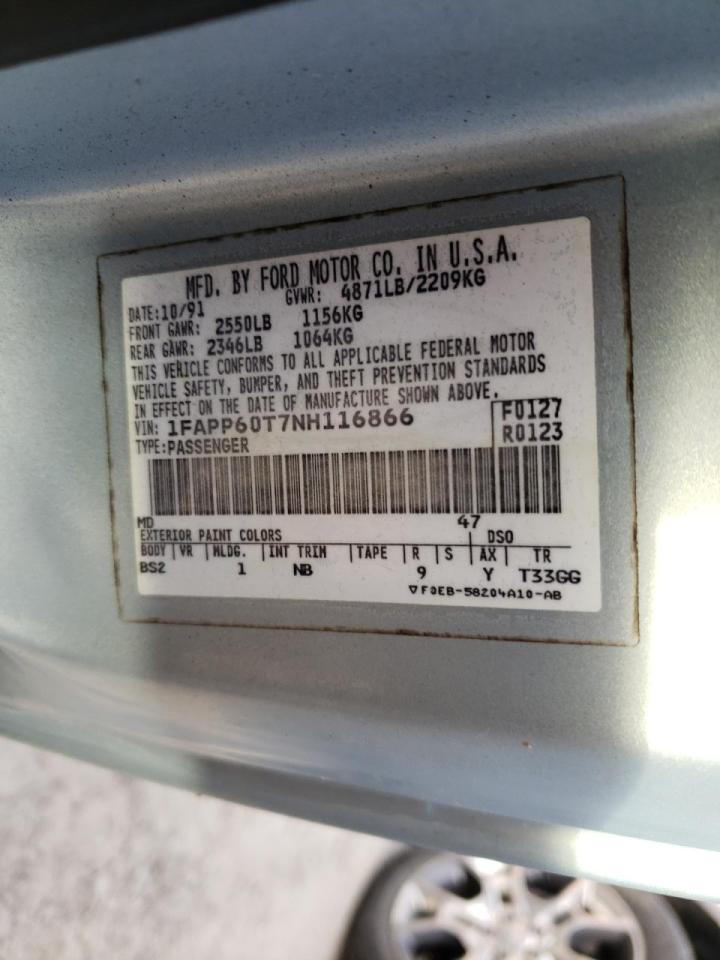 Photo 10 from auction – 1992 FORD THUNDERBIR with VIN 1FAPP60T7NH116866