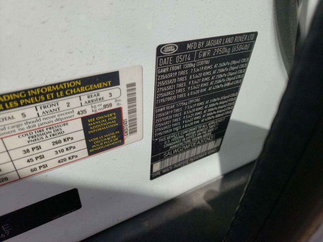 صورة رقم 10 من المزاد - 2014 LAND ROVER RANGE ROVE مع VIN SALWG2WF0EA372431