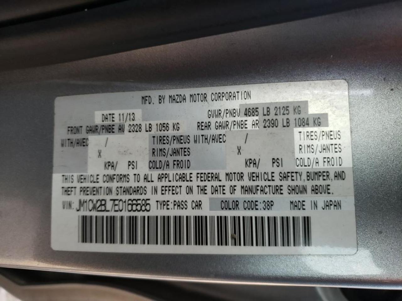 Photo 10 from auction – 2014 MAZDA 5 SPORT with VIN JM1CW2BL7E0166585