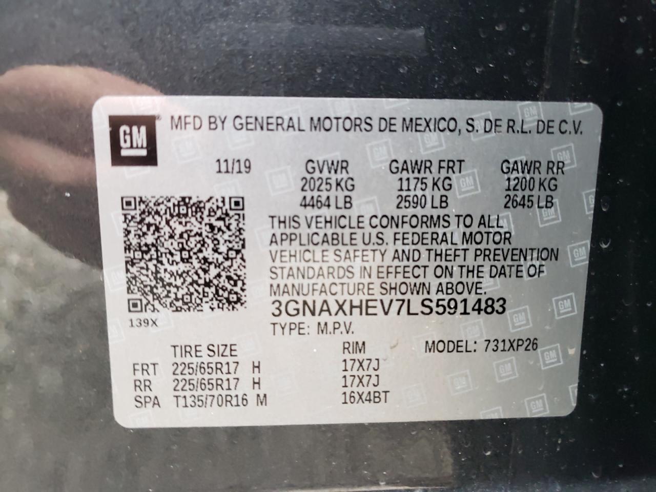 Photo 10 from auction – 2020 CHEVROLET EQUINOX LS with VIN 3GNAXHEV7LS591483