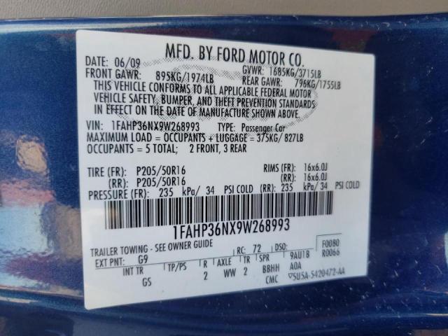 Photo 10 from auction – 2009 FORD FOCUS SES with VIN 1FAHP36NX9W268993