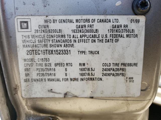 Photo 10 from auction – 1999 GMC NEW SIERRA with VIN 2GTEC19T8X1523331