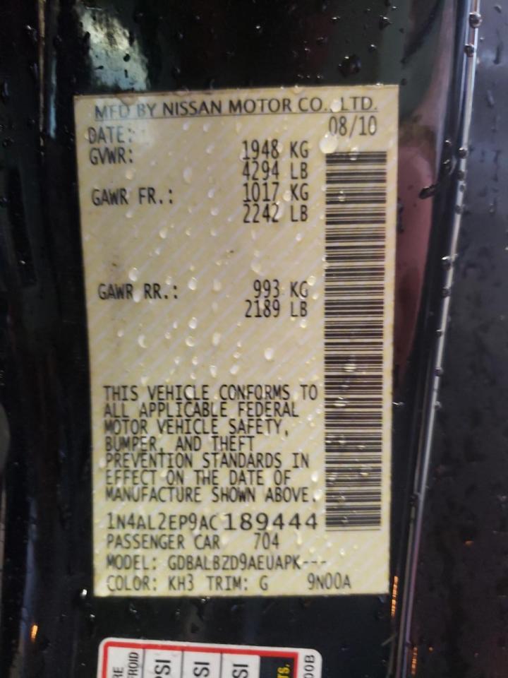 Photo 10 from auction – 2010 NISSAN ALTIMA S with VIN 1N4AL2EP9AC189444