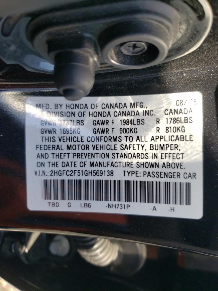 Photo 10 from auction – 2016 HONDA CIVIC LX with VIN 2HGFC2F51GH569138