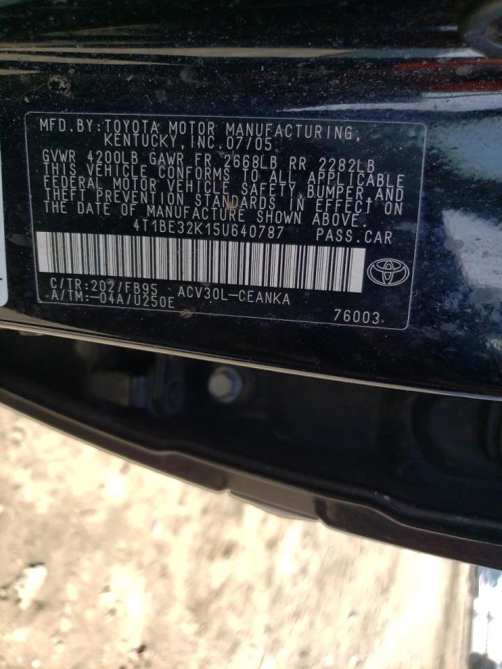 Photo 10 from auction – 2005 TOYOTA CAMRY LE with VIN 4T1BE32K15U640787