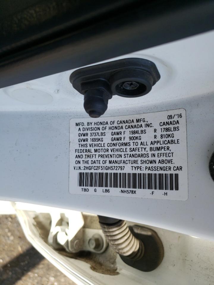 Photo 10 from auction – 2016 HONDA CIVIC LX with VIN 2HGFC2F51GH572797