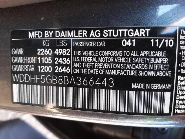 Photo 10 from auction – 2011 MERCEDES-BENZ E 350 with VIN WDDHF5GB8BA366443