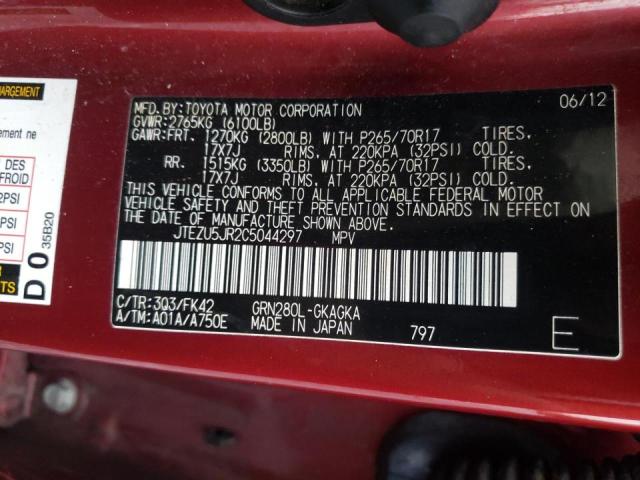 Photo 10 from auction – 2012 TOYOTA 4RUNNER SR with VIN JTEZU5JR2C5044297