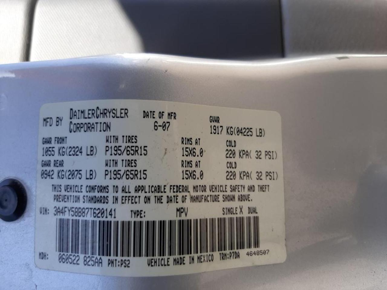 Zdjęcie 10 z aukcji – 2007 CHRYSLER PT CRUISER z VIN 3A4FY58B87T620141
