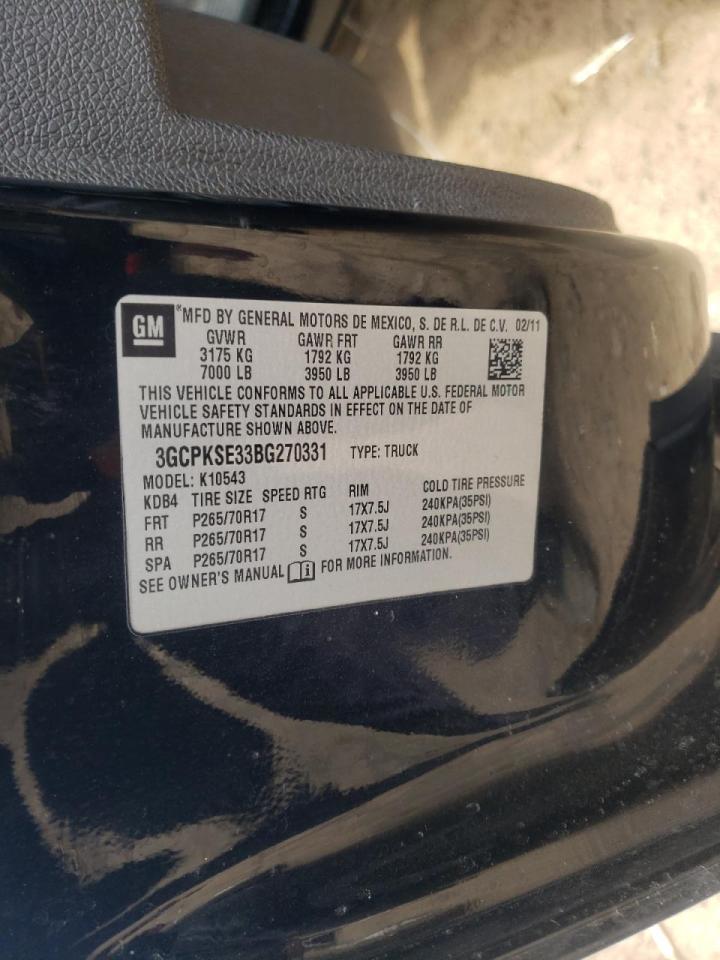 Photo 10 from auction – 2011 CHEVROLET 1500 with VIN 3GCPKSE33BG270331