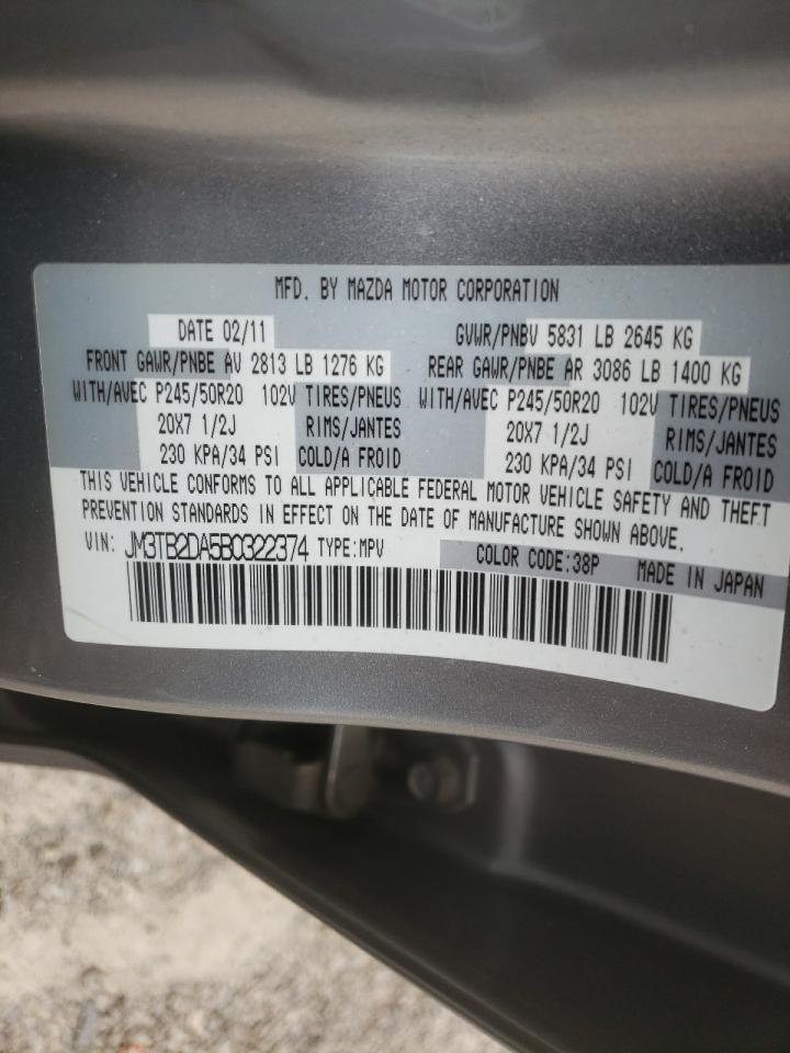 Photo 10 from auction – 2011 MAZDA CX-9 with VIN JM3TB2DA5B0322374