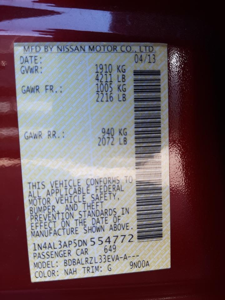 Photo 10 from auction – 2013 NISSAN ALTIMA 2.5 with VIN 1N4AL3AP5DN554772