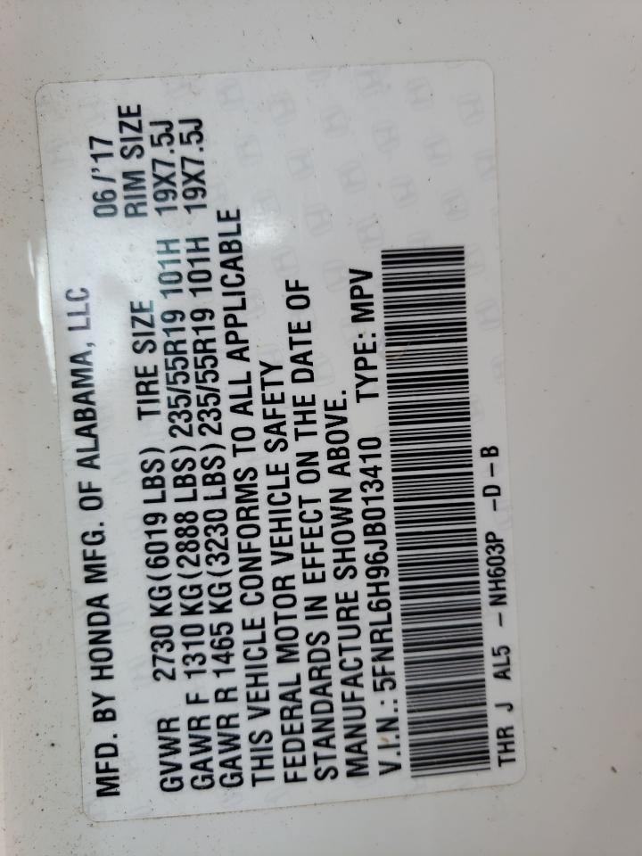 Photo 10 from auction – 2018 HONDA ODYSSEY EL with VIN 5FNRL6H96JB013410