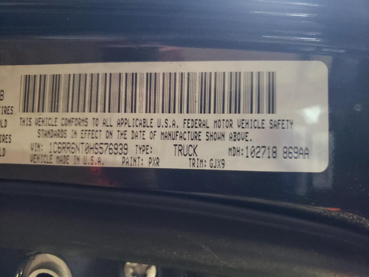 Photo 10 from auction – 2017 RAM 1500 LARAM with VIN 1C6RR6NT0HS576939