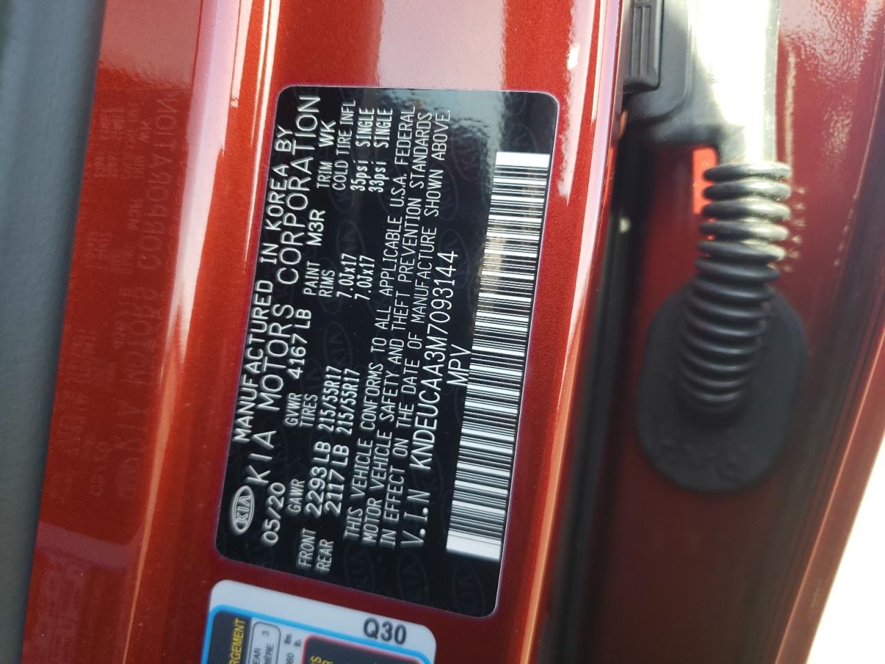 Photo 10 from auction – 2021 KIA SELTOS S with VIN KNDEUCAA3M7093144