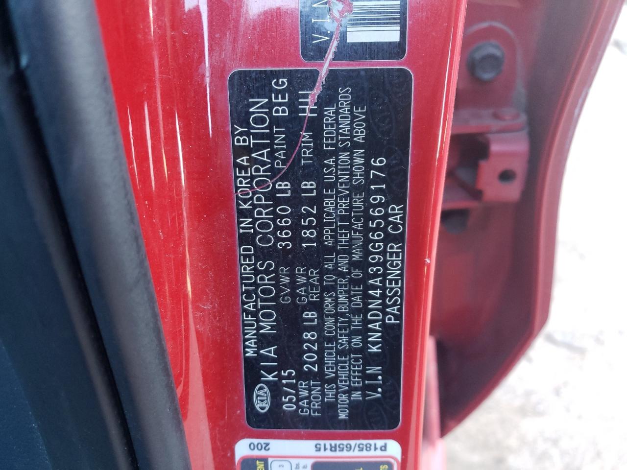 Photo 10 from auction – 2016 KIA RIO EX with VIN KNADN4A39G6569176