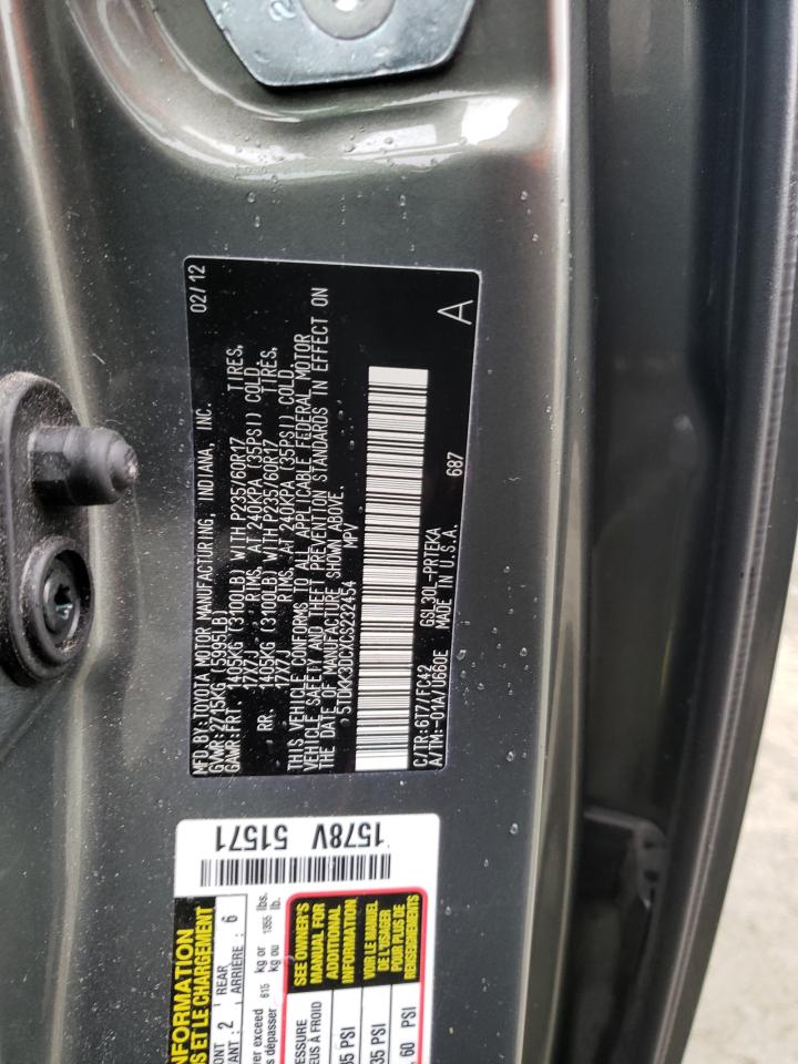 Photo 10 from auction – 2012 TOYOTA SIENNA LE with VIN 5TDKK3DCXCS232454