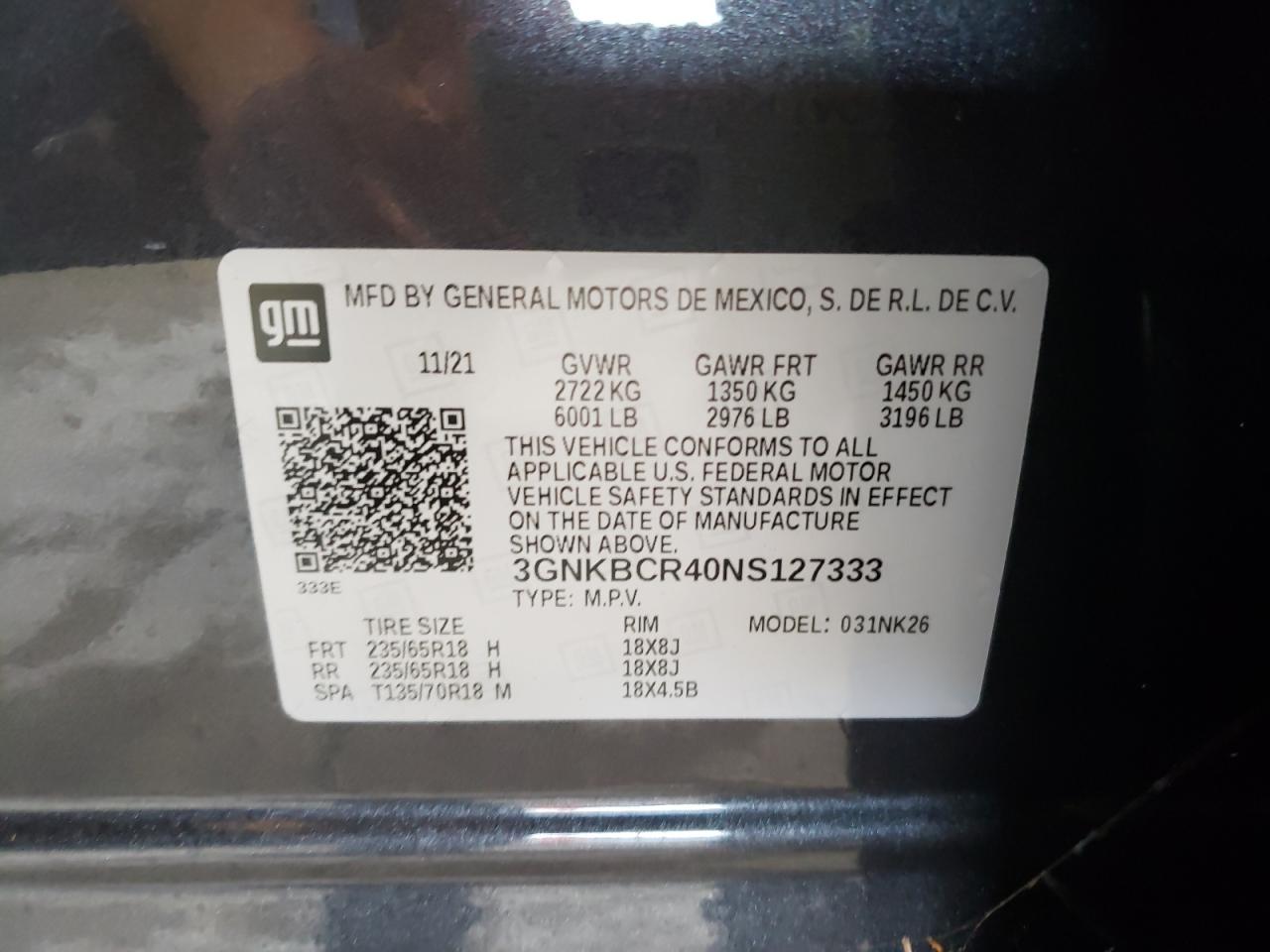 Photo 10 from auction – 2022 CHEVROLET BLAZER 2LT with VIN 3GNKBCR40NS127333