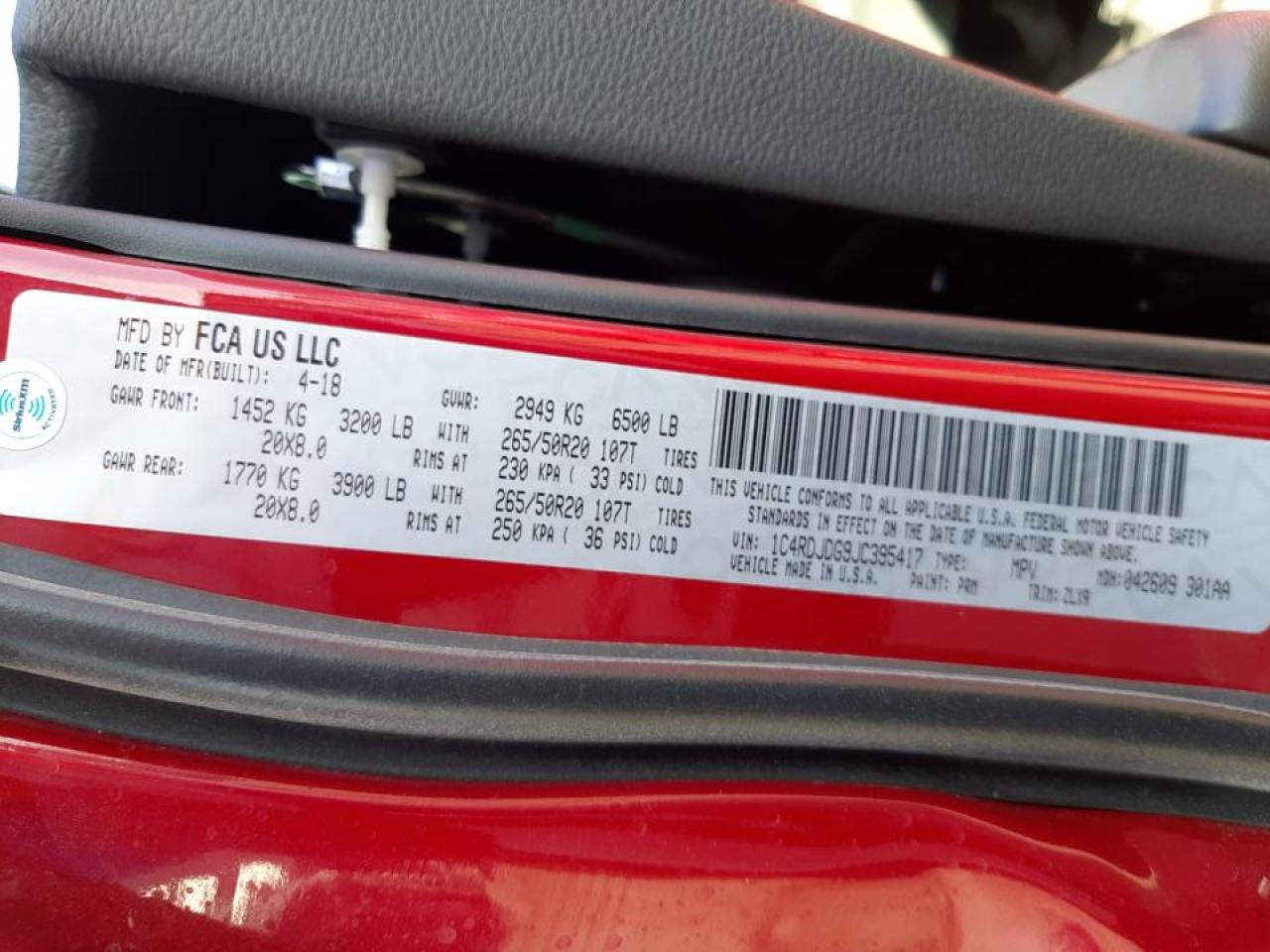 Photo 10 from auction – 2018 DODGE DURANGO GT with VIN 1C4RDJDG9JC395417