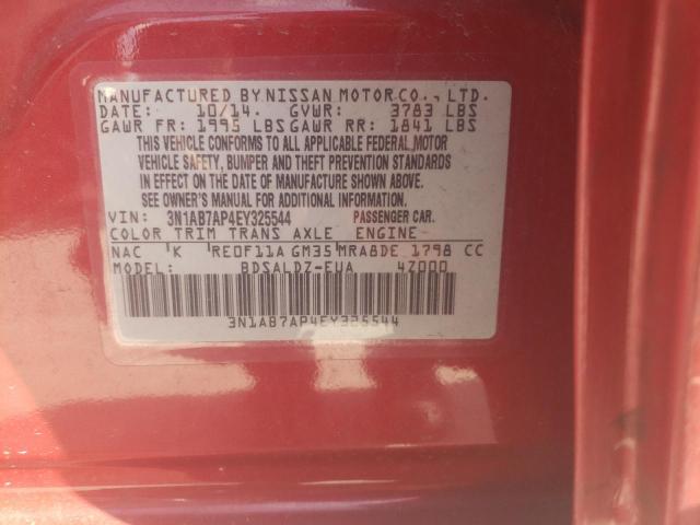 Photo 10 from auction – 2014 NISSAN SENTRA S with VIN 3N1AB7AP4EY325544