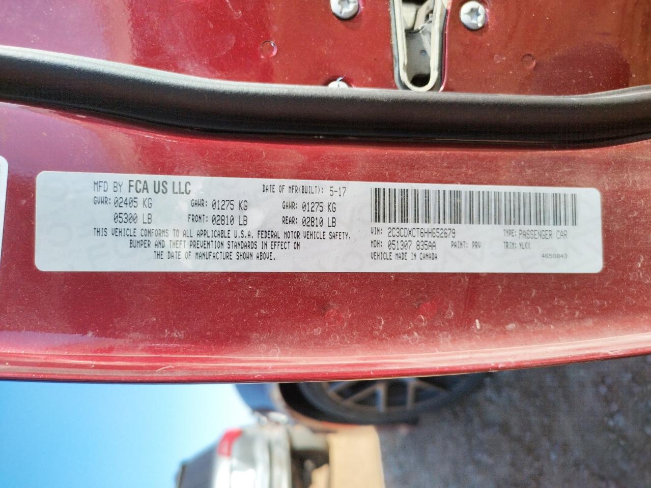 Photo 10 from auction – 2017 DODGE CHARGER R/ with VIN 2C3CDXCT6HH652679