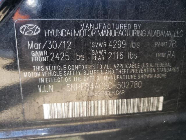 Photo 10 from auction – 2012 HYUNDAI SONATA GLS with VIN 5NPEB4AC8CH502780