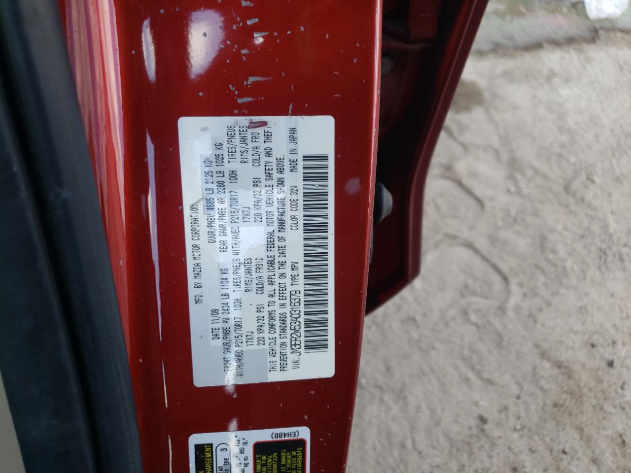 Photo 10 from auction – 2010 MAZDA CX-7 with VIN JM3ER2W53A0316379
