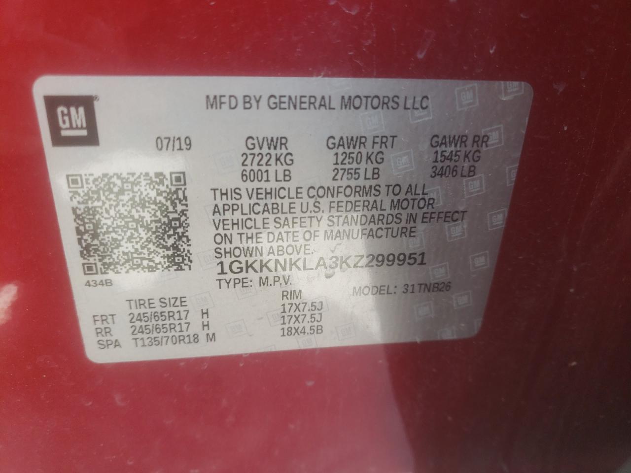 Photo 10 from auction – 2019 GMC ACADIA SLE with VIN 1GKKNKLA3KZ299951