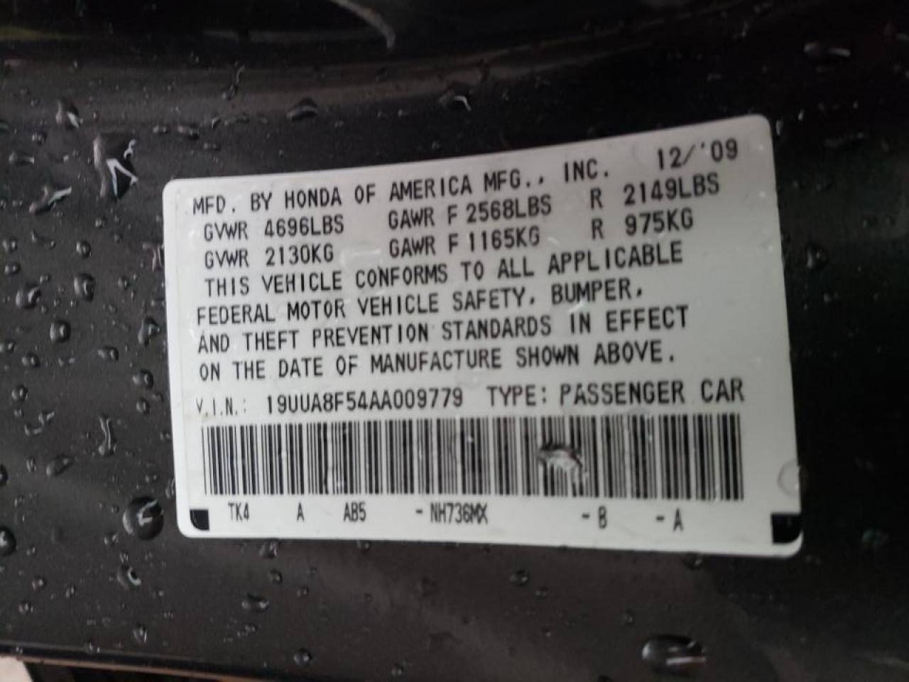 Photo 10 from auction – 2010 ACURA TL with VIN 19UUA8F54AA009779