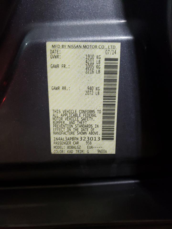 Photo 10 from auction – 2015 NISSAN ALTIMA 2.5 with VIN 1N4AL3AP8FN323013