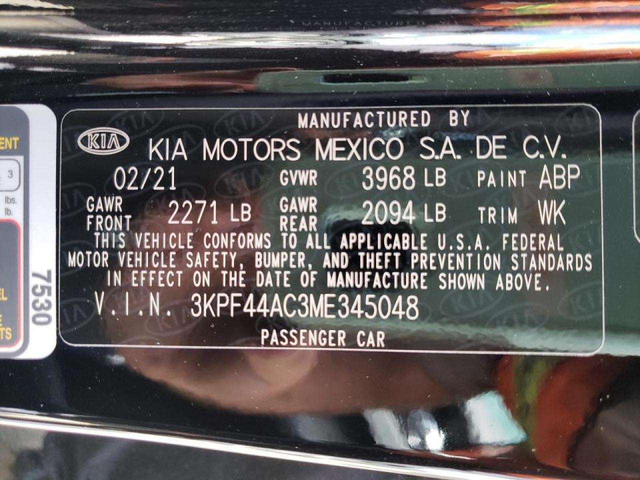 Photo 10 from auction – 2021 KIA FORTE GT with VIN 3KPF44AC3ME345048