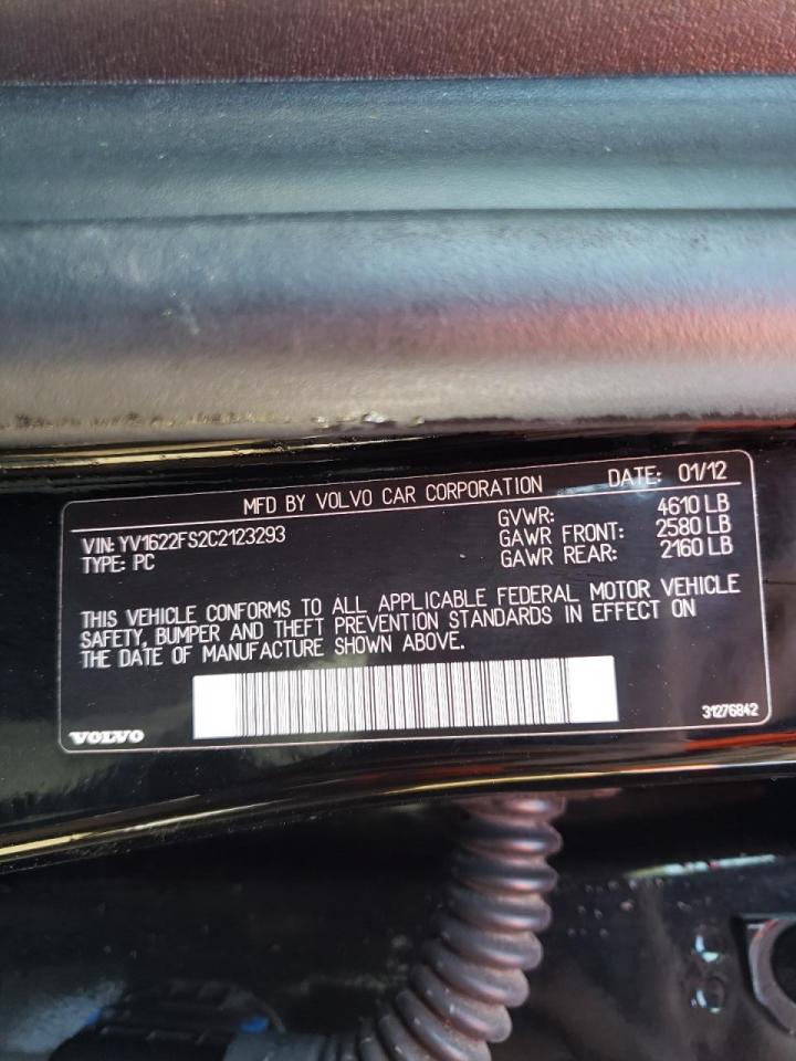 Photo 10 from auction – 2012 VOLVO S60 T5 with VIN YV1622FS2C2123293