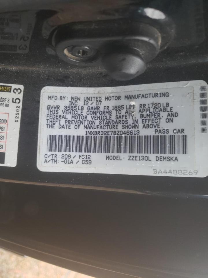 Photo 10 from auction – 2008 TOYOTA COROLLA CE with VIN 1NXBR32E78Z046613